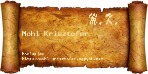 Mohl Krisztofer névjegykártya